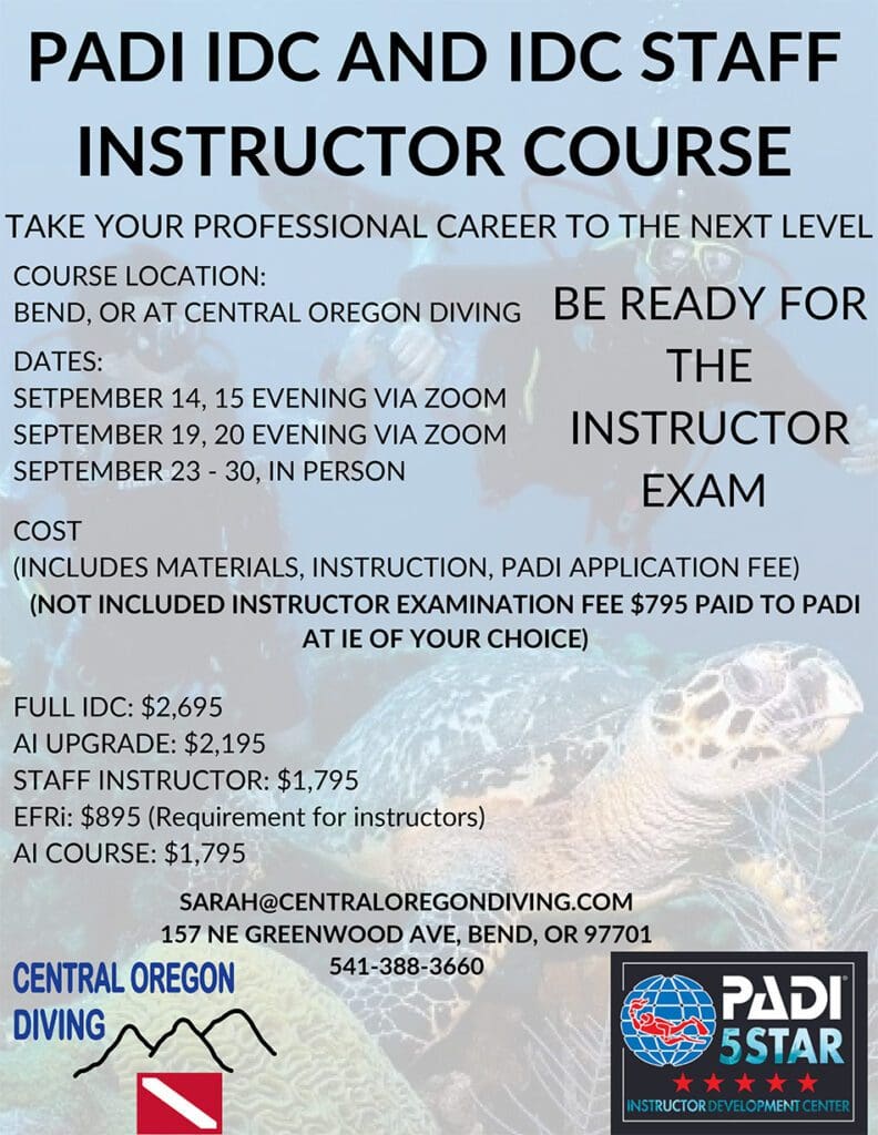 Scuba Diving Courses and PADI Certification Bend, OR Central Oregon Diving