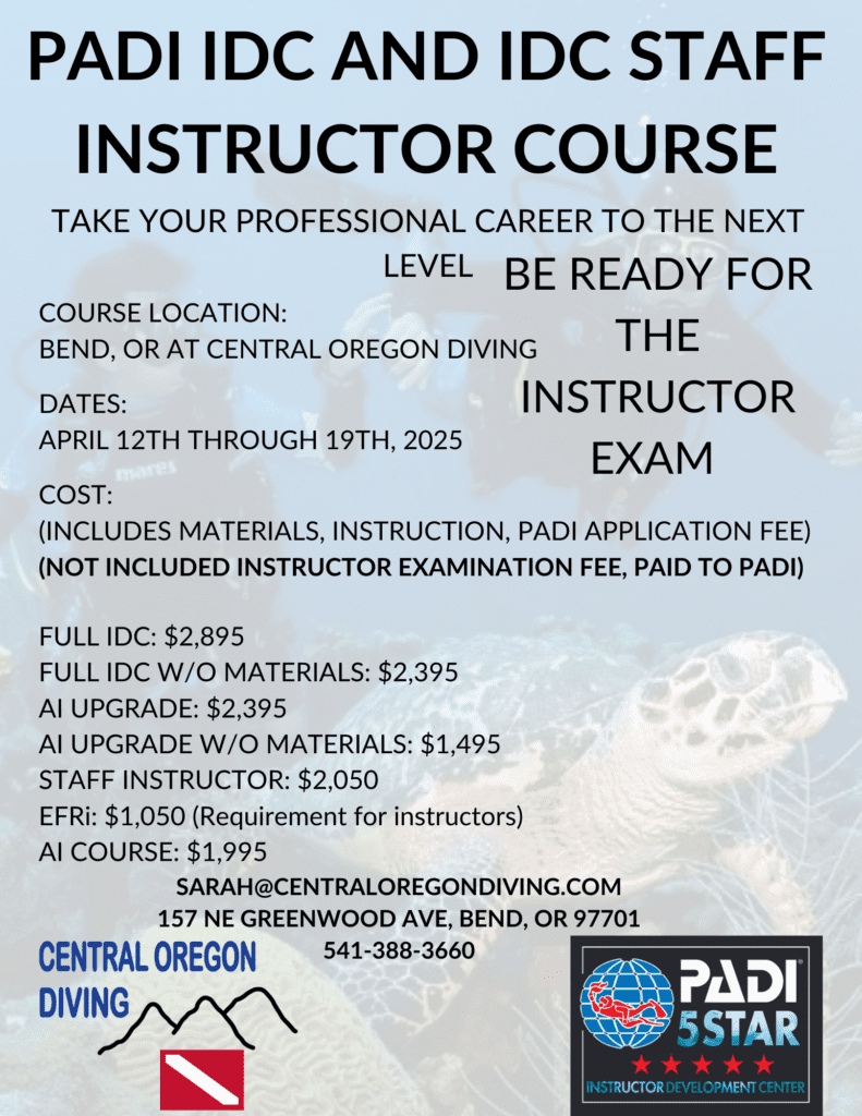 PADI IDC and IDC Staff Instructor Course APril 12th through April 19th